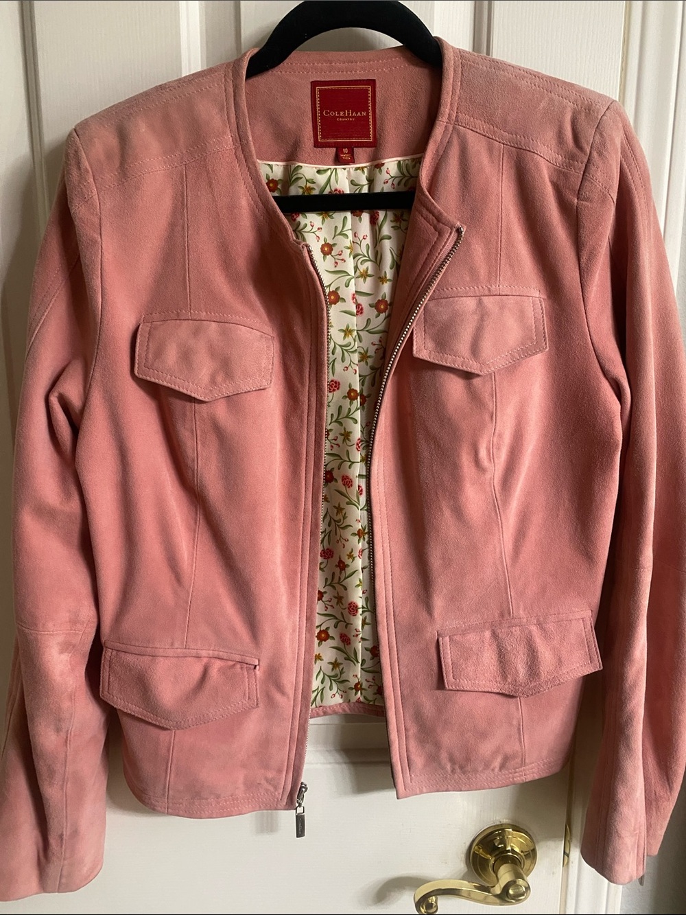 Cole Haan Dusty Rose Suede Zip Jacket